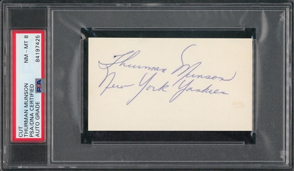 Thurman Munson Signed Cut With "New York Yankees" Inscription (PSA/DNA NM-MT 8)